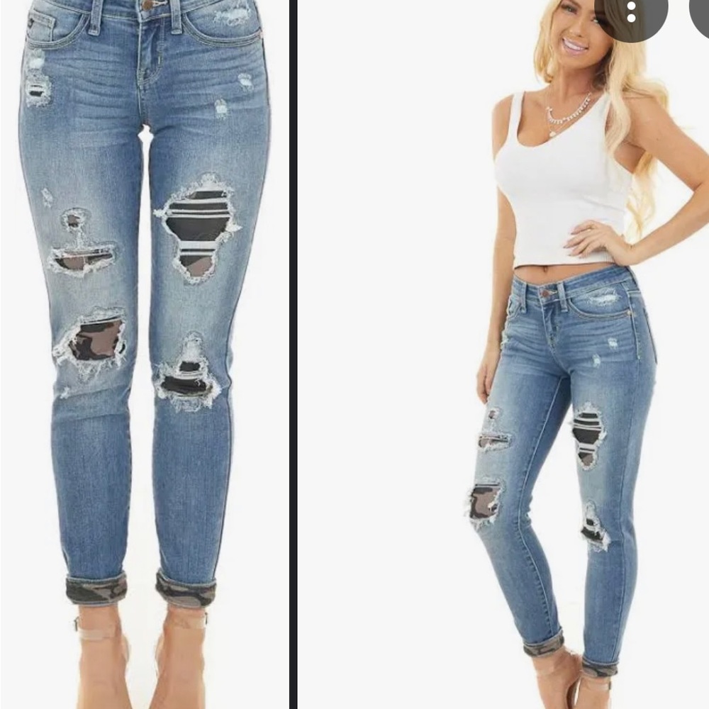 NWT Sz 16W Judy Blue Camo Patch Jeans